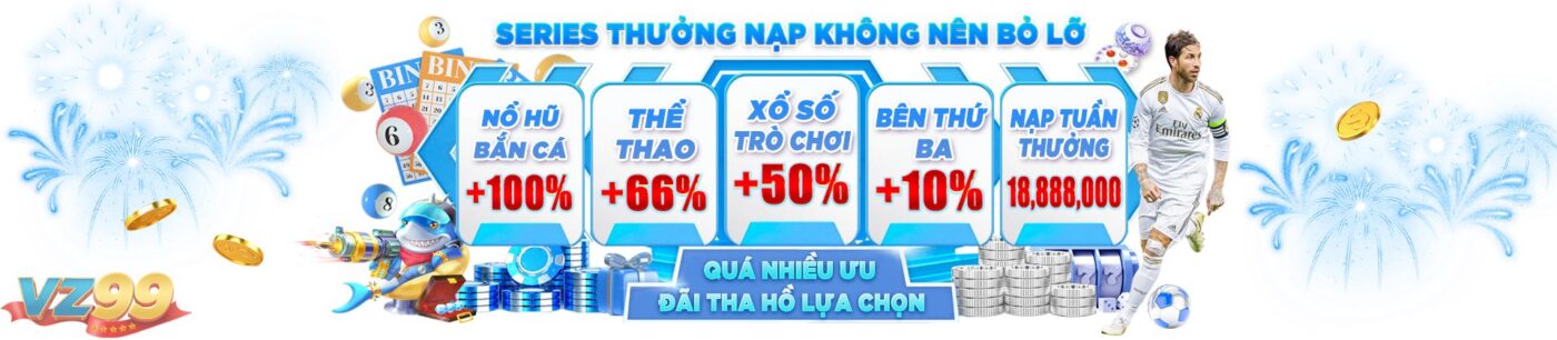 VZ99 - Thưởng nạp không giới hạn các game